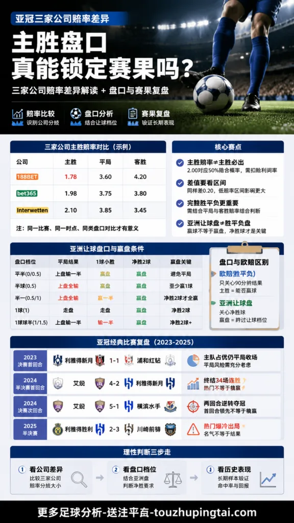 亚冠三家公司赔率差异：主胜盘口真能锁定赛果吗