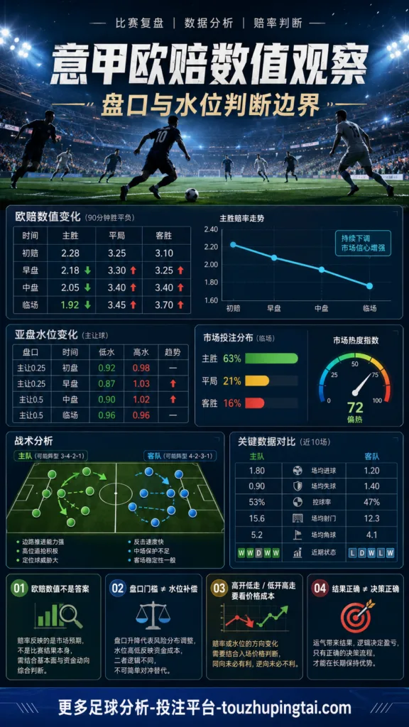 五大联赛欧赔数值观察：意甲盘口与水位判断边界