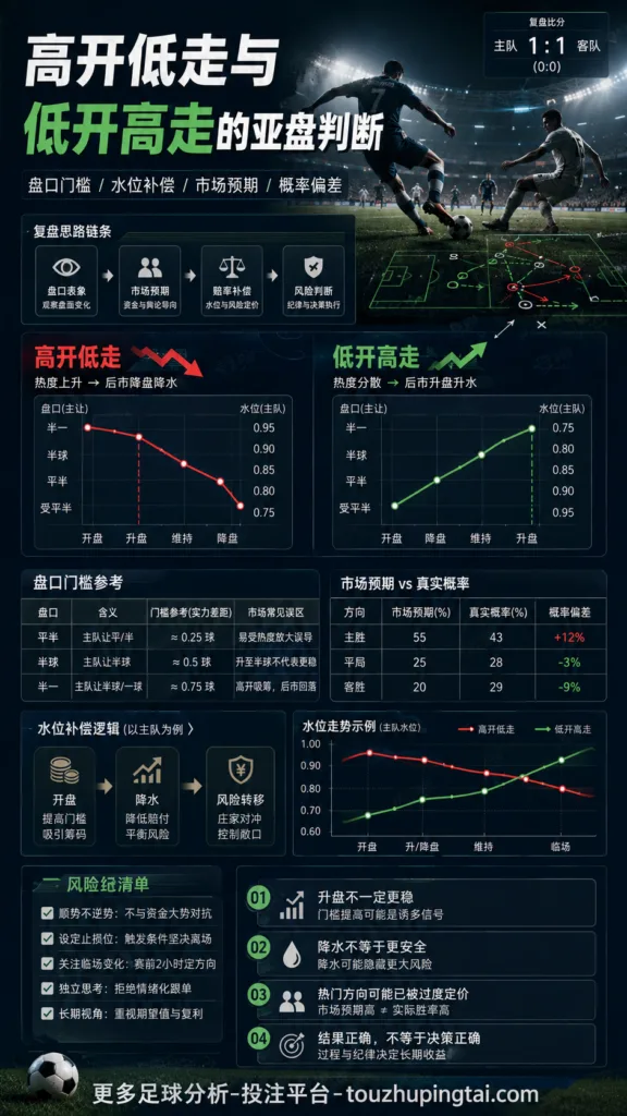 优彩师盘型复盘：高开低走与低开高走的亚盘判断