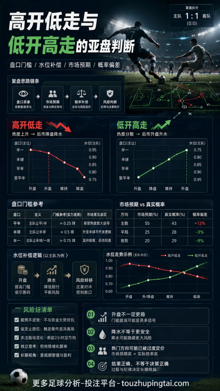 优彩师盘型复盘：高开低走与低开高走的亚盘判断