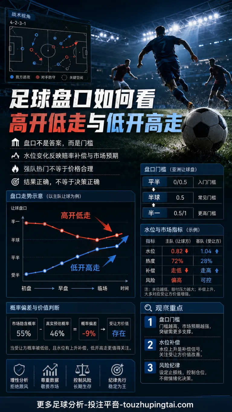 足球盘口如何看高开低走与低开高走的水位逻辑